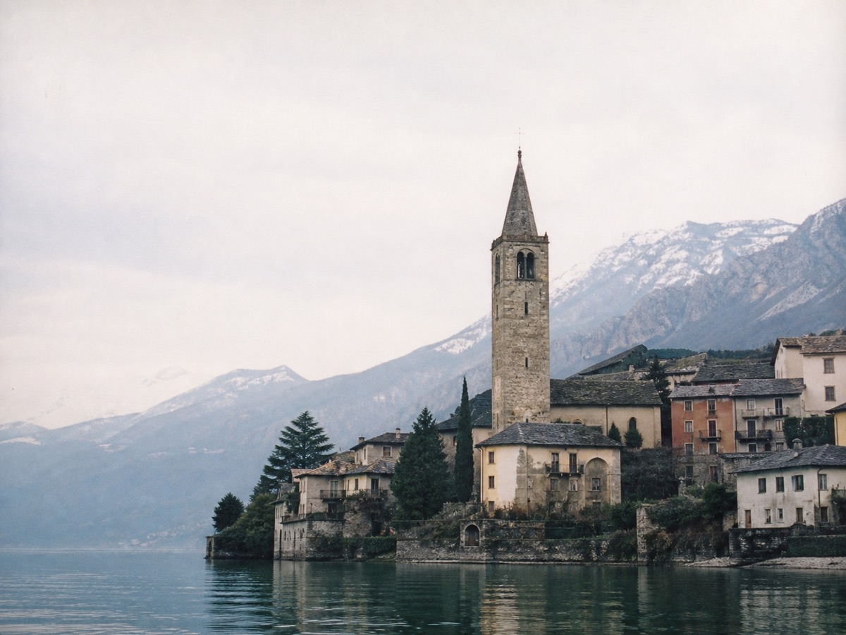 A quiet lake and church at Lake Lucerne
